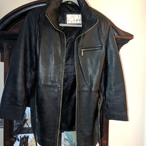 Here & Now New York Vintage Black Full Zip Heavy Weight Leather Jacket Size M